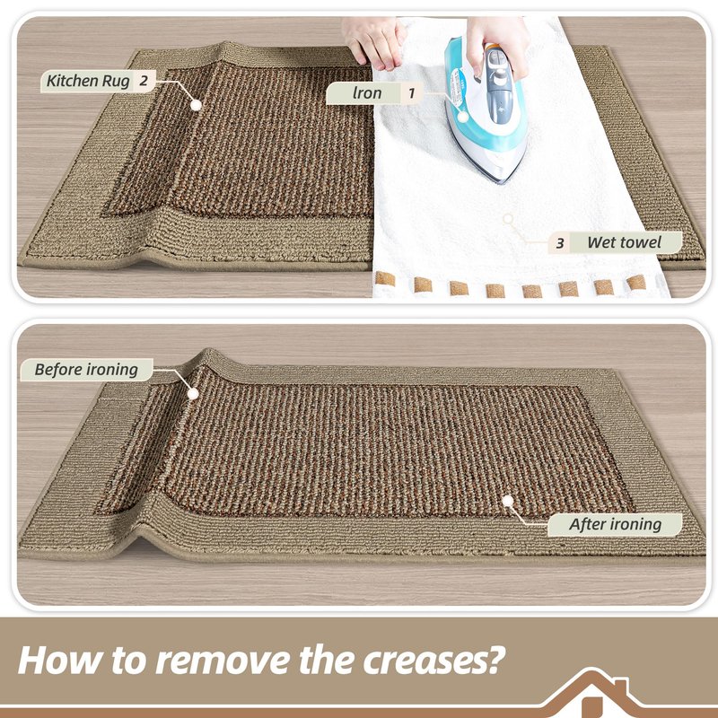 BEQHAUSE Kitchen Rugs and Mats Set of 2 Non-Slip Kitchen Mats for Floor, Absorbent and Stain Resistant Kitchen Runner, Machine Washable Rugs for Kitchen, Laundry & Sink, 24"x36"+24"x60", Taupe