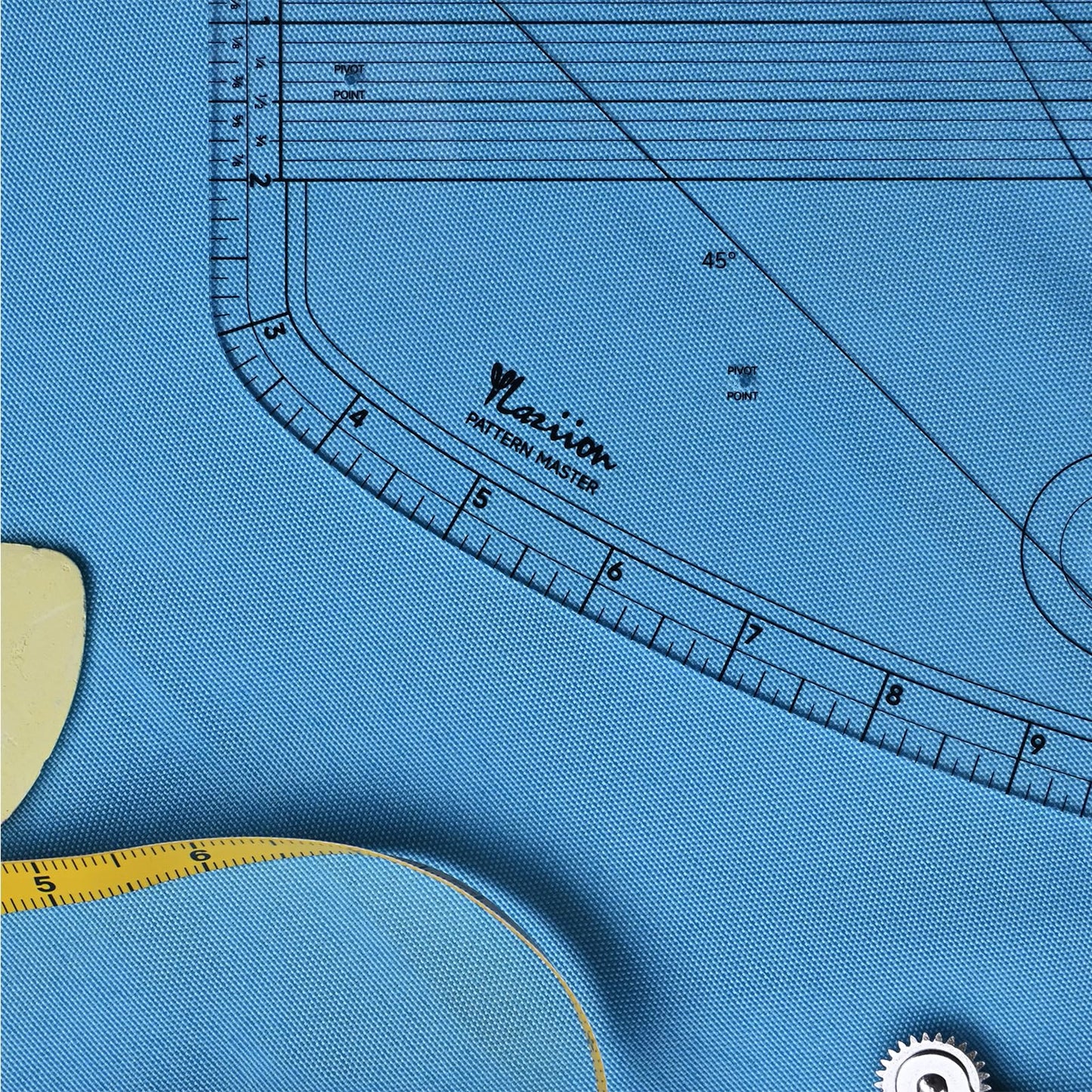 YLaziion 16" Imperial Acrylic Pattern Master Ruler, Clear 16THS Multi-Purpose French Curve Ruler, 45°& 60° Angle Lines, 3mm Non-Yellowing Hip Curve, Vary Form Curve Ruler for Sewing Pattern Making