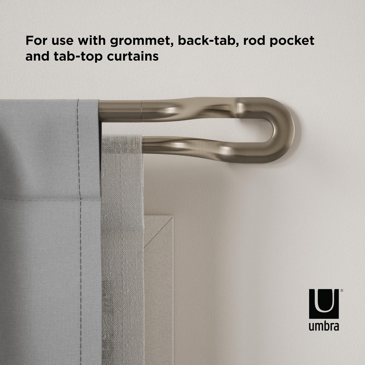 Umbra Midnight Black-Out Curtain Rod for Window, Works with All Room-Darkening Panels, Adjustable 42" to 120", Nickel