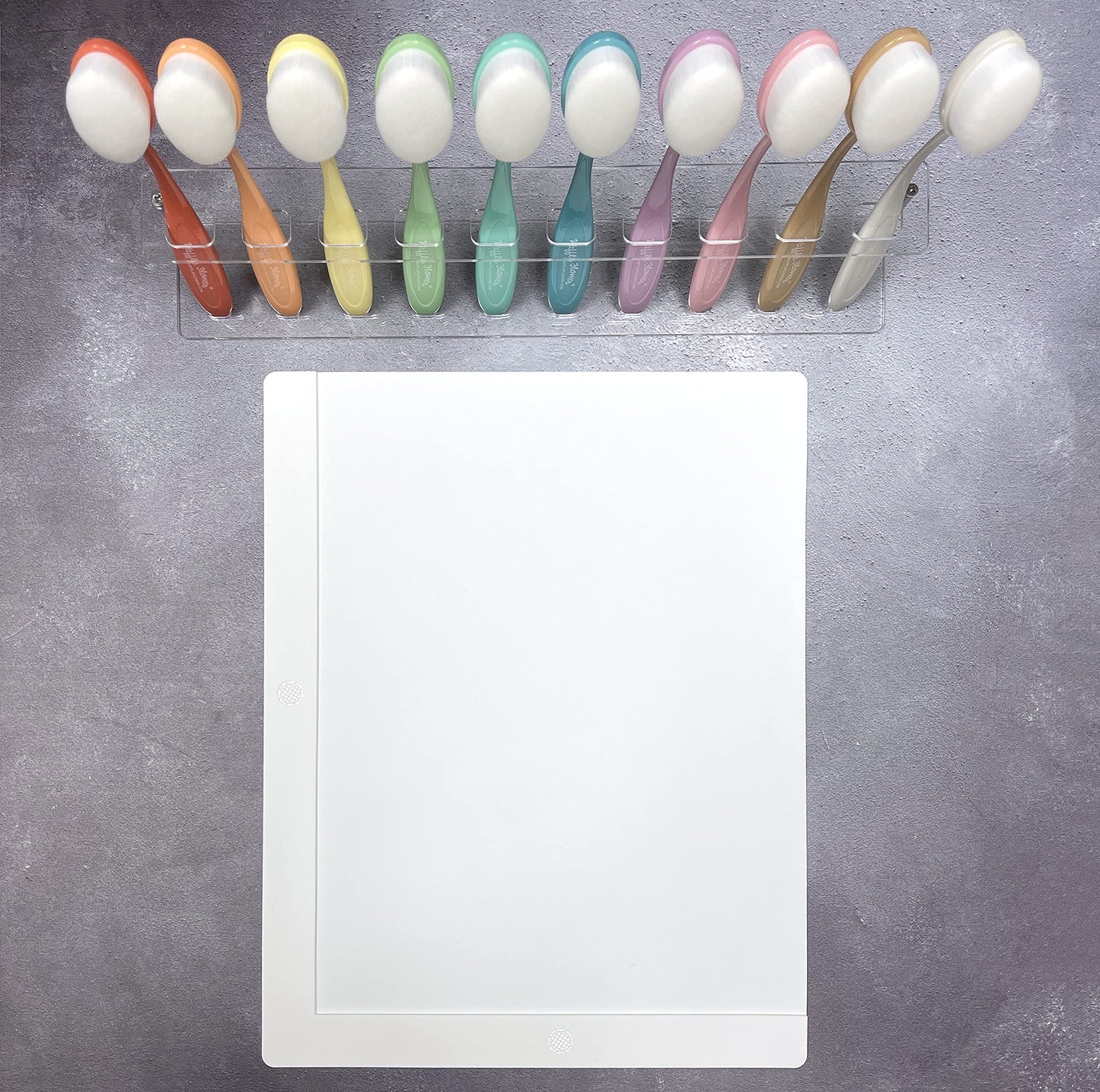 Waffle Flower 6x9 Media Mat - Matte White Silicone Craft Mat w/Bag for Ink Blending. Non-Slip, Waterproof, Heat-Resistant, Non-Stick and Non-Reflective. 6 x 9 inch Open Edge for Bigger Media Sizes.
