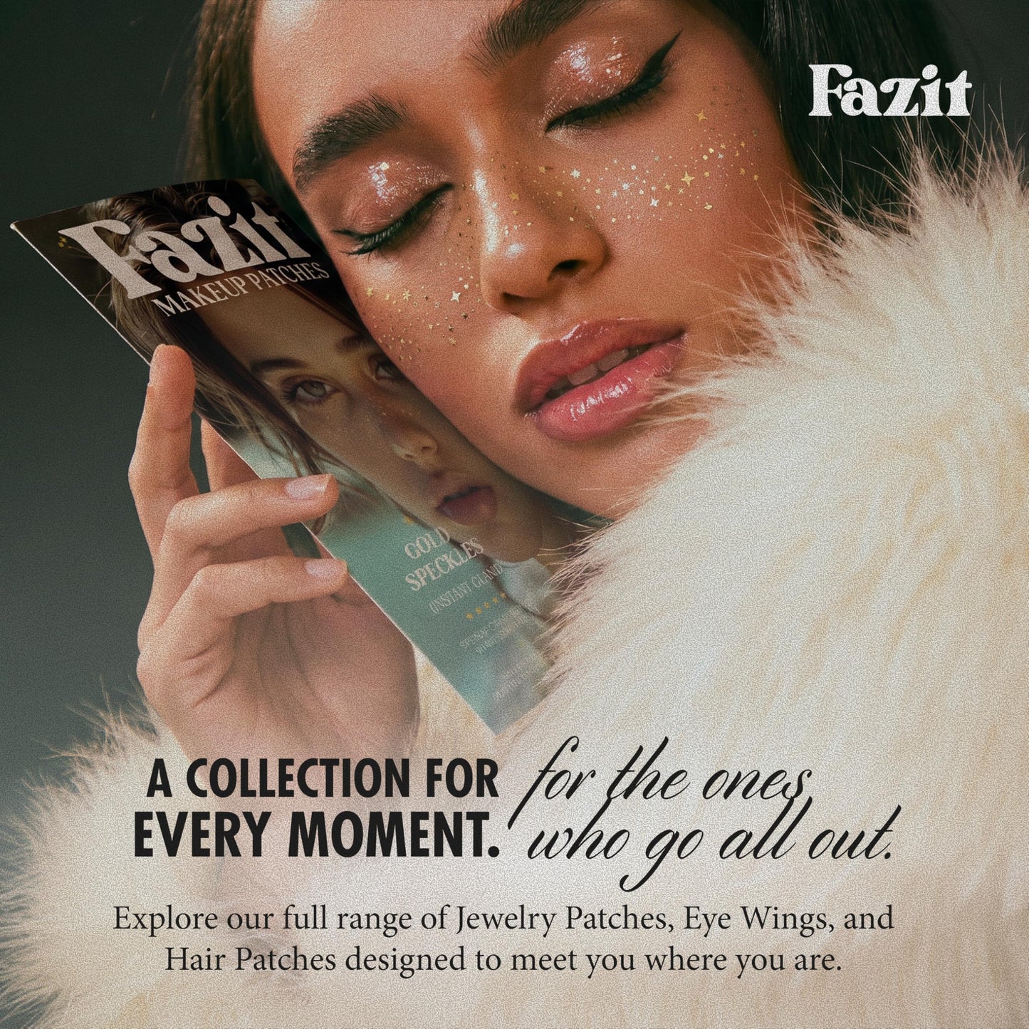 Fazit Gold Speckles - Glitter Freckle Makeup Patches - Shimmering Faux Freckles & Body Glitter - Waterproof, Long-Lasting Instant Glamour for Festivals & Parties - 6 Temporary Makeup Patches Per Pack