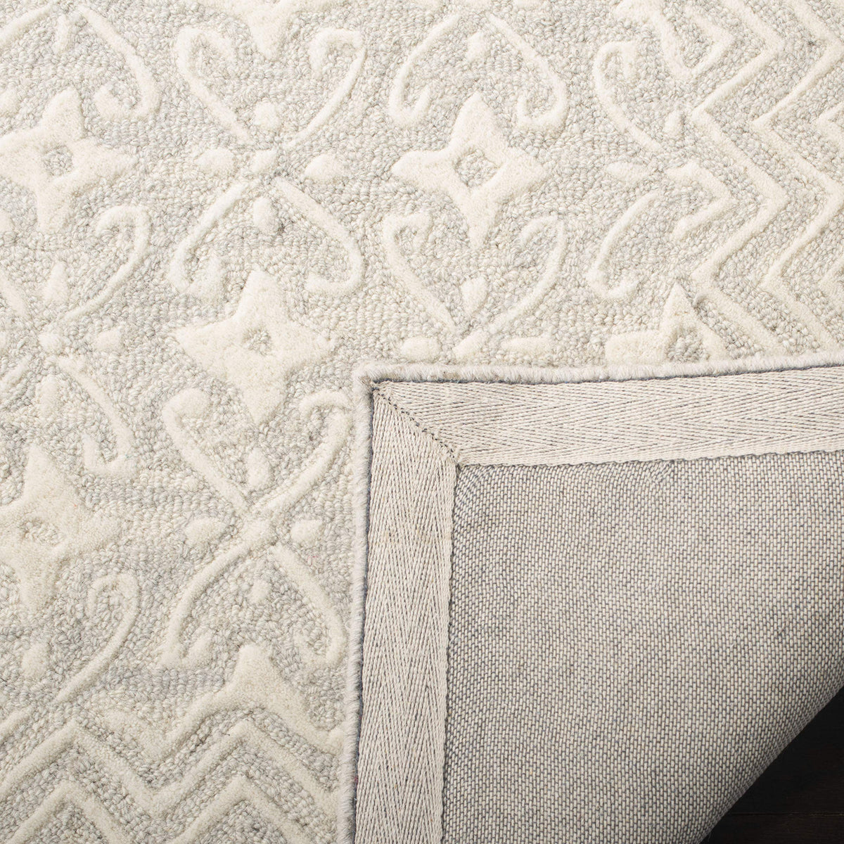 SAFAVIEH Blossom Collection Area Rug - 6' x 9', Grey & Ivory, Handmade Wool, Ideal for High Traffic Areas in Living Room, Bedroom (BLM114F)