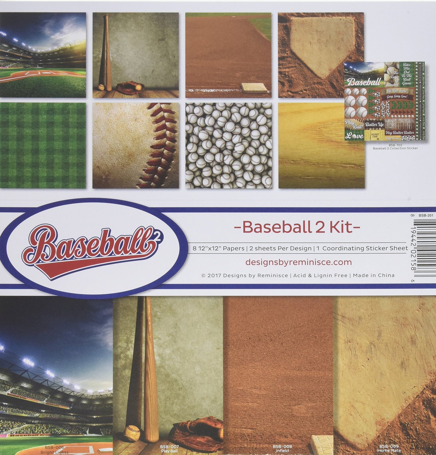 Reminisce BSB-201 Baseball 2 Collection Scrapbook Kit 12x12 inches