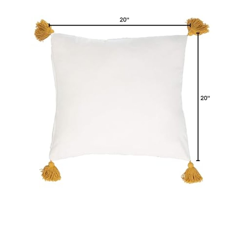 SAFAVIEH Polli 20-inch Mustard Yellow and Beige Tassel Decorative Throw Pillow