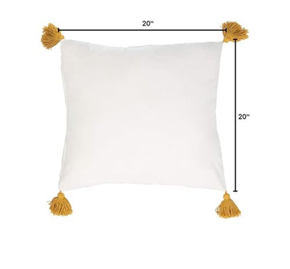 SAFAVIEH Polli 20-inch Mustard Yellow and Beige Tassel Decorative Throw Pillow