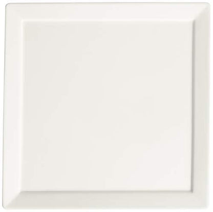 Fortessa Fortaluxe SuperWhite Vitrified China Dinnerware, Tavola 12-Inch Square Flat Bottom Plates, Set of 6