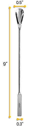 Eisco Labs 9" Laboratory Spoon - Stainless Steel Spatula for Mixing Lab Ingredients