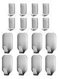 Bestfy Heavy Duty Adhesive Hooks, Stainless Steel Waterproof Hanger for Robe, Coat, Towel, Keys, Bags, Set of 16