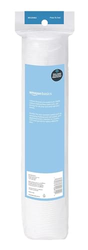 Amazon Basics Hypoallergenic 100% Cotton Rounds for Makeup Removal and Skincare, 100 Count, 1 Pack