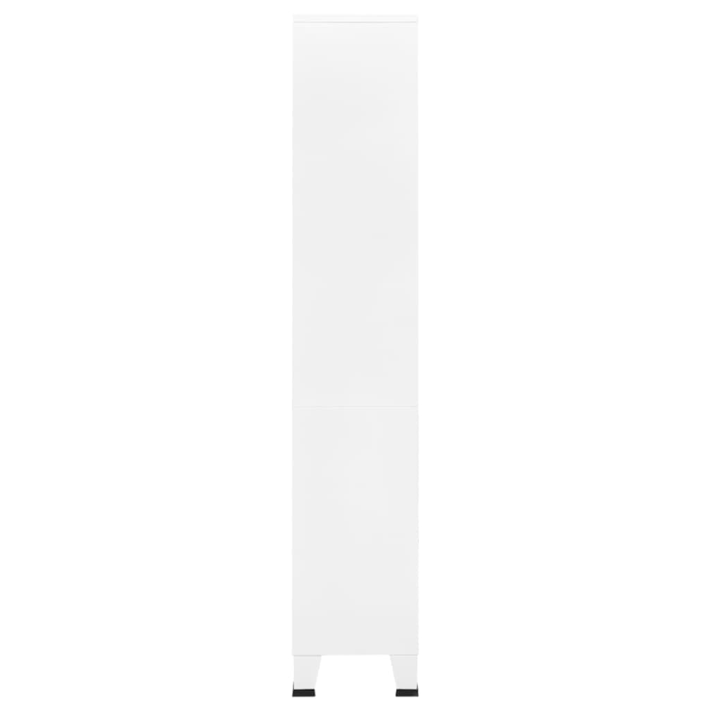 Sinkzol White Steel Bookshelf Medium Rectangular Industrial Durable Bookcase with Five Spacious Shelves for Living Room Storage and Stylish Organization