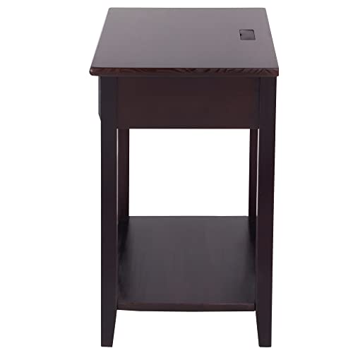 Casual Home Owl Night Stand with USB Port Charging Station and Drawer, 17.5" W x 14.25" D x 24.5" H, Natural Gray