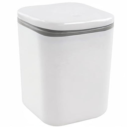 0.5 Gallon Tiny Countertop Trash Can, Mini Desktop Garbage Can with Push-Button, White