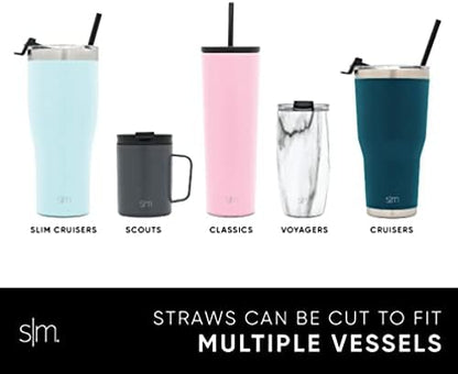 Simple Modern Plastic Reusable Straws - BPA Free Waste Reducing Straw for Tumblers and Travel Mugs, 12 Pack, Midnight
