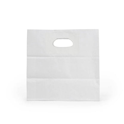 Restaurantware-Bag Tek 11 x 7 Inch Paper Take Out Bags, 100 With Handles Paper Shopping Bags - Rectangle, Medium, White Paper Gift Bags, Sturdy, For Shopping, Parties, Or Take Out