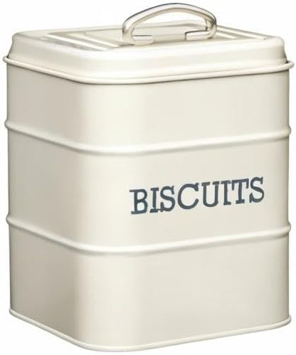 Living Nostalgia Biscuit Tin, 14.5 x 19 cm, Metal, Antique Cream