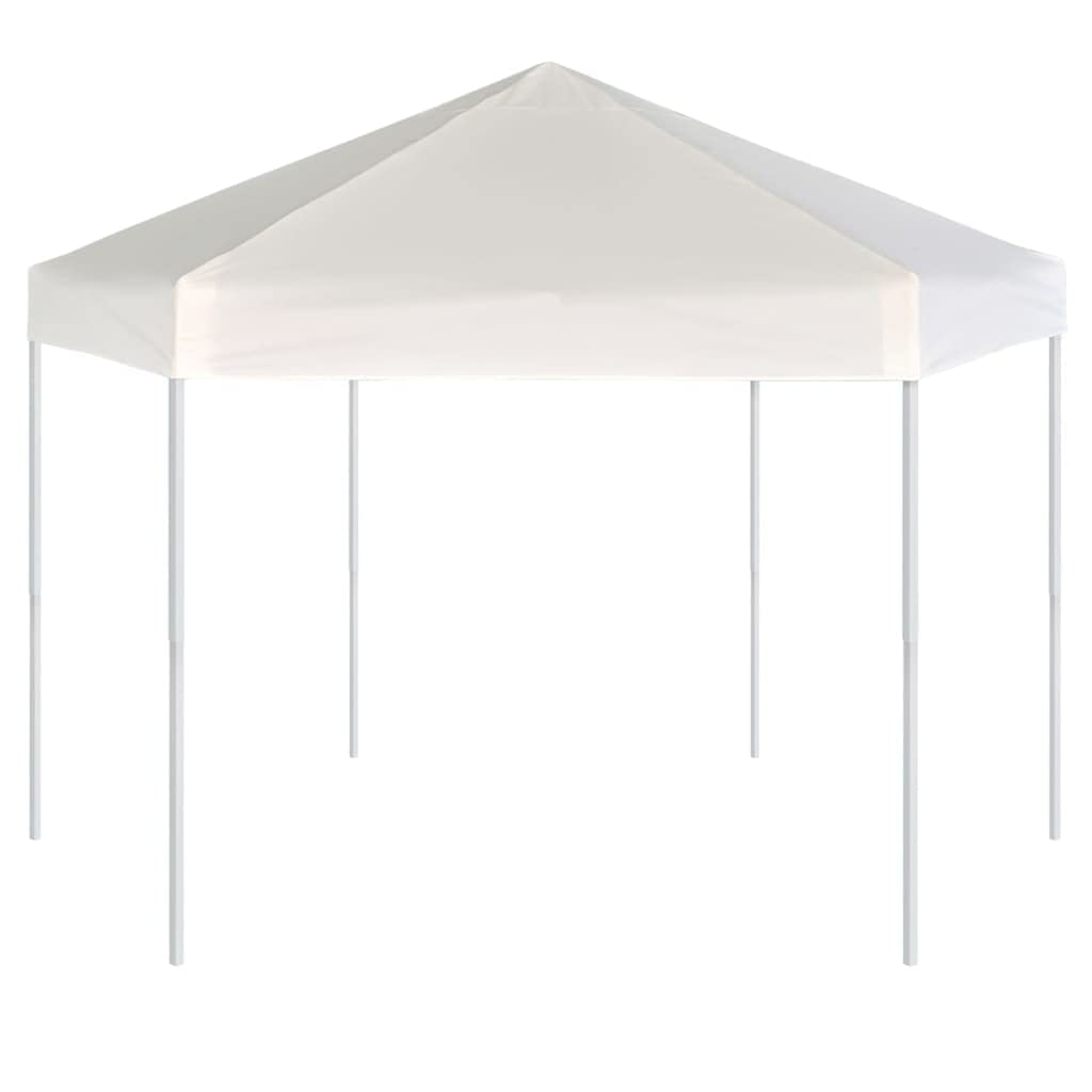 Hexagonal Gazebo Cream White, 11.8x11.8x9.2 ft Outdoor Canopy Tent with Mesh Sidewalls, Portable Pop Up Patio Shelter for Parties, Weddings, Backyard Events Lawn Structures