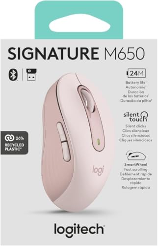 Logitech Wireless Mouse Signature M650 L Full Size - Large Hands, 2-Year Battery, Silent Clicks, Customizable Buttons, Bluetooth, PC/Mac/Chromebook - Black, Right-Handed, Large