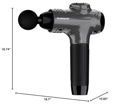 RAEMAO Massage Gun, Handheld Electric Deep Tissue Muscle Massager for Athletes for Pain Relief Attaching 8 Replacement Heads, Percussion Massager with 10 Speeds, Father's Day Gifts, Carbon