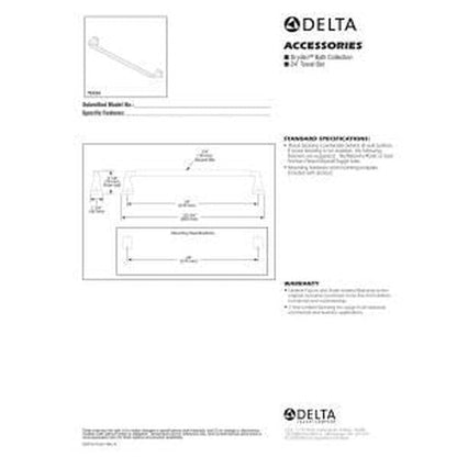 Delta Faucet 75124-PN Dryden-Towel Bar, 1.75 x 3.13 x 25.75 inches, Polished Nickel