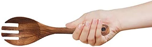 Wooden Salad Server Set of 2, 10-Inch Acacia Stirring Spoon Utensils for Serving Salad