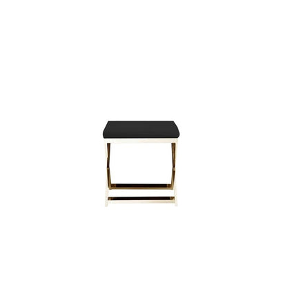 Pangea Home Gold Lexi Stool Faux Leather Black & Gold Frame