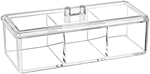 dedoot Plastic Drawer Organizer, Clear Acrylic Vanity Desk Storage with 3 Compartments for Makeup and Jewelry