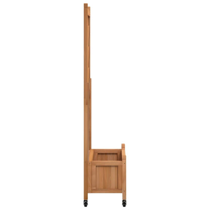 Foknhdi Brown Large Wood Planter with Trellis 62 inch Tall Elevated Plant Box on Wheels Mobile Raised Garden Bed for Climbing Vegetables Flowers Herbs Patio Balcony Outdoor