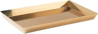 Serene Spaces Living Gold Rectangle Metal Tray, Decorative Vanity Organizer for Perfume, Cosmetic & Jewelry, 12" L X 7"