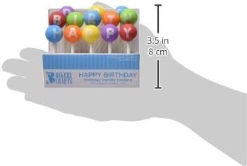 Happy Birthday Letter Candle Holders with Candles, Oasis Supply Colorful Round Balloon Cake Decoration, 2.5-Inch