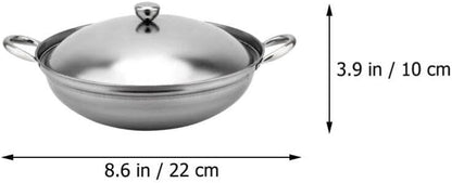 Ciieeo Shabu Shabu Hot Pot, Stainless Steel Camping Stove Cooking Pot with Lid, 22cm Chef Wok and Paella Skillet