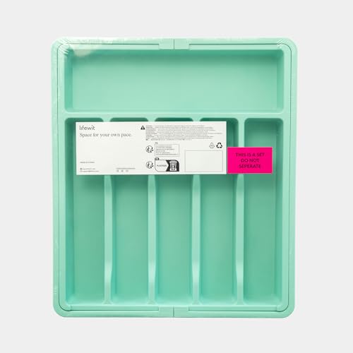 Lifewit Silverware Drawer Organizer, Expandable Utensil Tray for Kitchen, BPA Free Flatware and Cutlery Holder, Adjustable Plastic Storage for Spoons Forks Knives, 8.5"-14.1" x 12.1", Black
