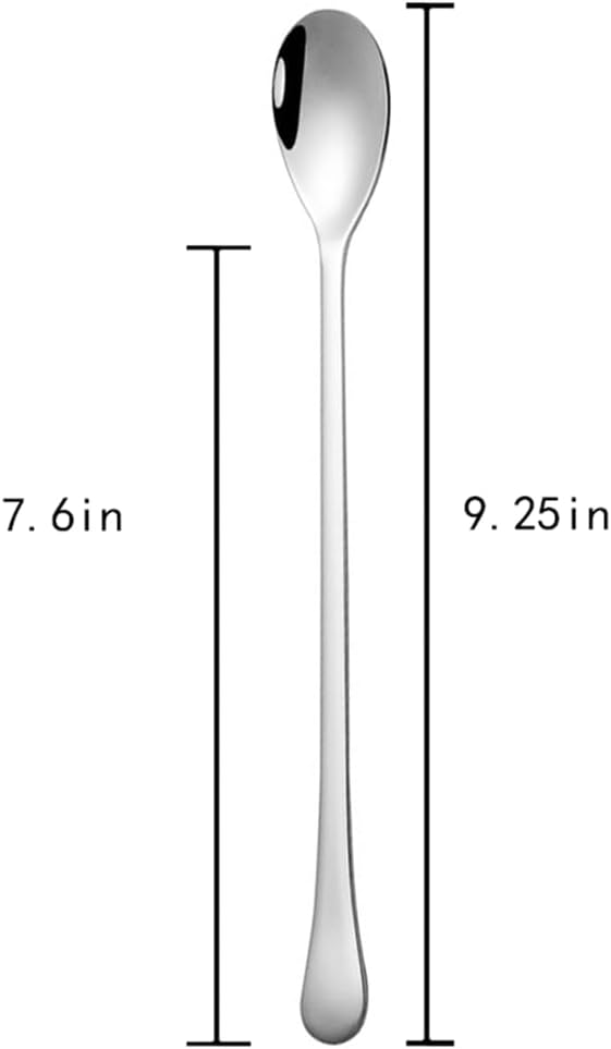 9.25-Inch Long Handle Iced Tea Spoon, Premium 304 Stainless Steel Cocktail Stirring Spoon, Silver