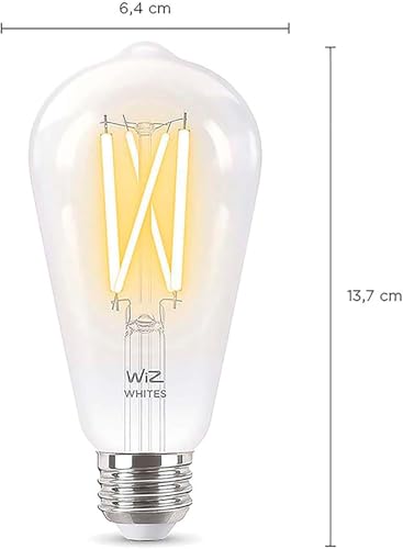 WiZ Clear 60W ST19 Tunable White Filament LED Smart Bulb - Pack of 6 - E26- Indoor - Connects to Your Existing Wi-Fi - Control with Voice or App + Activate with Motion - Matter Compatible