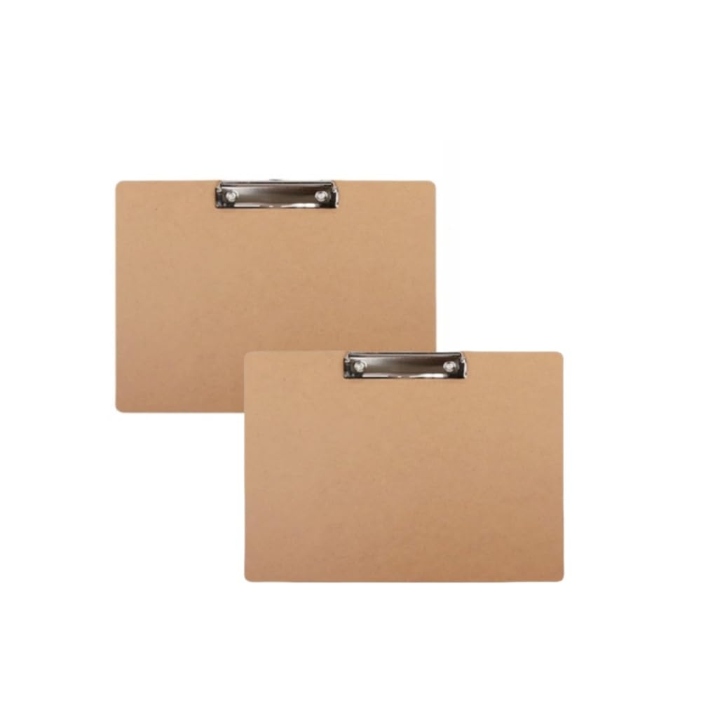 2 Pieces Landscape Clipboard with Clip,Large Wooden Drawing Clipboard,Watercolor Boards,Work clipboard for Painting,Sketching,Engineering Drawings,Dooding,Note Taking Office Supplie (Brown, 8.5x11)