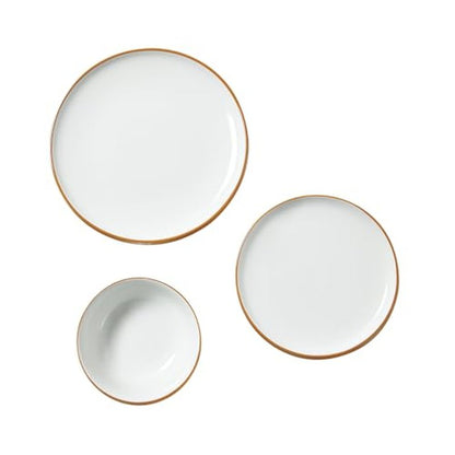 VEVOR Dinnerware Set, Service for 6 (18 PCS), Round Plates and Bowls Sets, Scratch Resistant Ceramic Dinner Ware, Dishwasher and Microwave Suitable Kitchen Dish, for Dessert Salad Soup Pasta, White