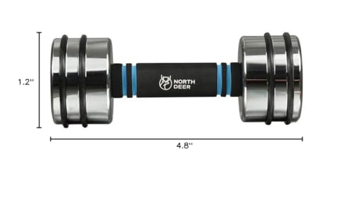 Adjustable Dumbbell Set 10lb Pair (5lb/7lb/8lb/10lb) Set of 2 Steel Dumbbells Chrome Weights with Foam Handles Home Gym Workout (Standard-Finish 10lb×2)