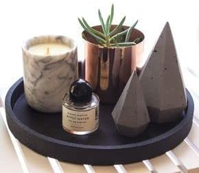 Lobolighting Black Round Decorative Serving Tray, Black Decorative Tray for Coffee Table Centerpieces Modern Farmhouse