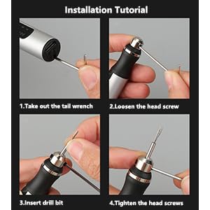 Rechargeable cordless Electric Micro Engraver Pen Mini DIY Engraving Tool Kit for Metal Glass Ceramic Plastic Wood Jewelry with 30 Bits and 16 Stencils and 1 Scriber Pen (silver)