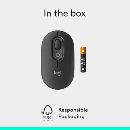 Logitech POP Mouse, Wireless Mouse with Customizable Emojis, SilentTouch Technology, Precision/Speed Scroll, Compact Design, Bluetooth, Multi-Device, OS Compatible - Heartbreaker Rose