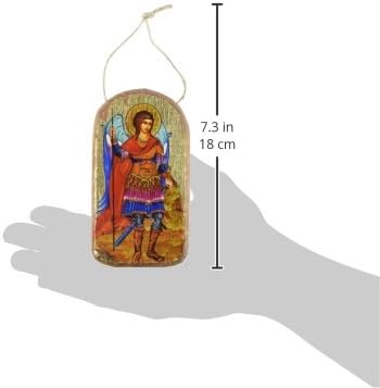 G. Debrekht Saint Michael The Angel Wooden Greek Christian Orthodox Wood Icon Ornament, 87022