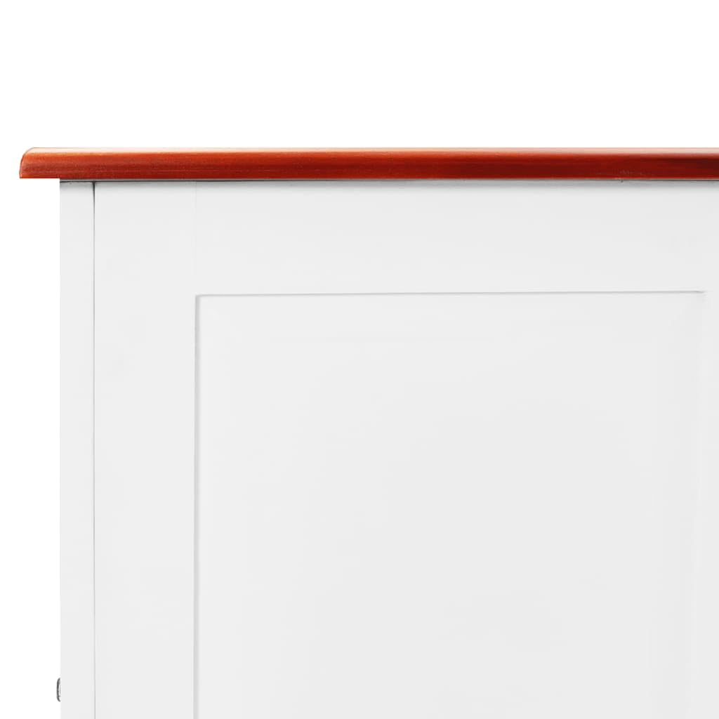MNISDFL Brown and White Solid Acacia Wood Storage Chest with Gas Lift Lid, 43.3 x 21.7 x 22.4 in Retro Chic Design for Living Room Bedroom Hallway, Multi-Purpose Organizer