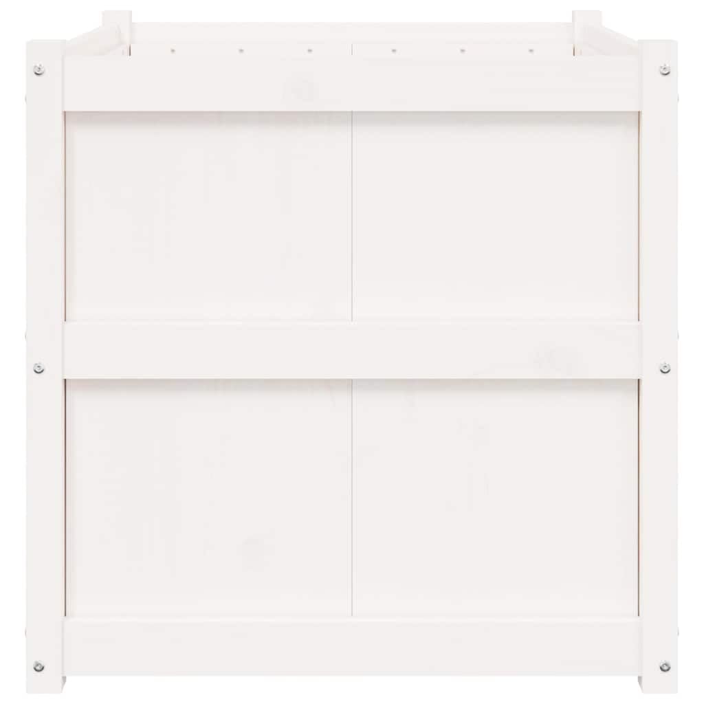 hliofuir 27 6 inch Solid Pine Wood White Square Raised Garden Planter Box Outdoor, 27 6 x 27 6 x 27 6 in Weather Resistant Large Elevated Plant Bed for Patio Terrace Balcony