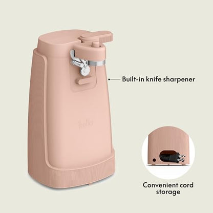 bella Electric Can Opener and Knife Sharpener, Multifunctional Jar and Bottle Opener with Removable Cutting Lever and Cord Storage, Stainless Steel Blade, Surf