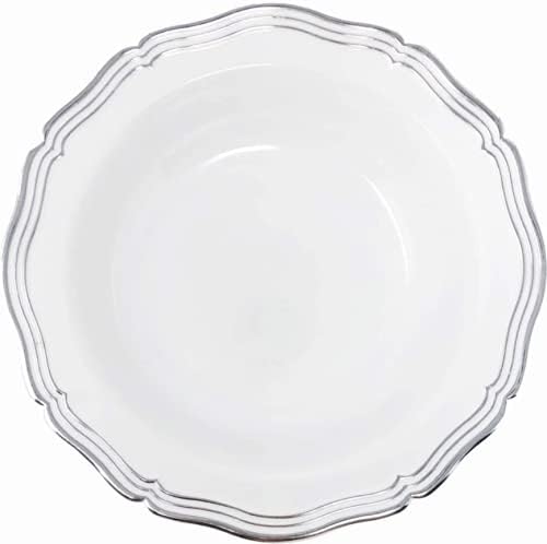 DecorLine Elegant Aristocrat Collection Dessert Bowls White/Silver (Pack of 10) - Perfect for Special Occasions &
