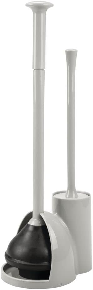 mDesign Hidden Plunger and Brush Set for Toilet Bowl, Modern Toilet Brush and Plunger Combo with Holder Caddy (Aura