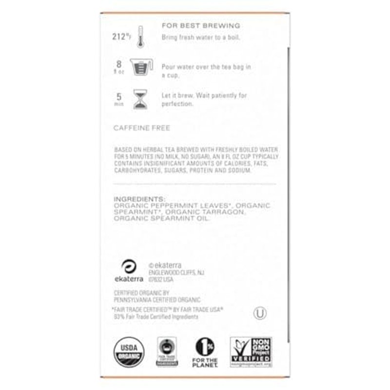 TAZO Refresh Mint Herbal Tea Bags with Peppermint and Spearmint, Caffeine Free, 96 Total Tea Bags (16ct - Pack of 6)