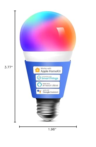 meross Smart Light Bulb, Smart WiFi LED Bulbs Compatible with Apple HomeKit, Siri, Alexa & Google Home, E26 2700K-6500K, 900 Lumens RGBWW 60W Equivalent, 1 Pack