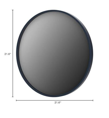 Kate and Laurel Travis Round Wood Wall Mirror, 21.6" Diameter, Navy Blue, Modern Wall Décor Accent