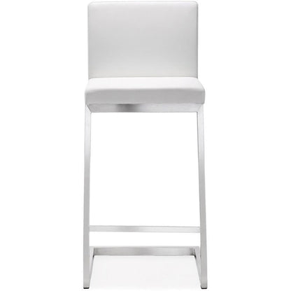 Tov Furniture Parma White Performance Vegan Leather and Stainless Steel Counter Stool - Set of 2