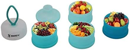 BariatricPal 4 Compartment Detachable Food & Powder Storage Containers, Stackable and Portion Controlled (Blue-Teal)